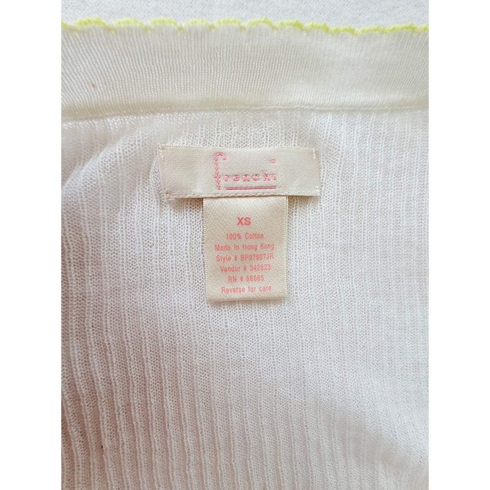 Frenchi Ribbed Tank Top Womens XS White Yellow Cotton Camisole - Picture 5 of 8